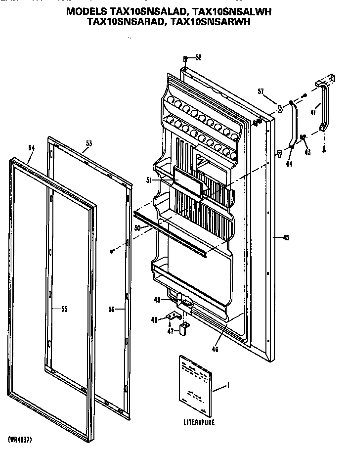GE TAX10SNSARWH door diagram