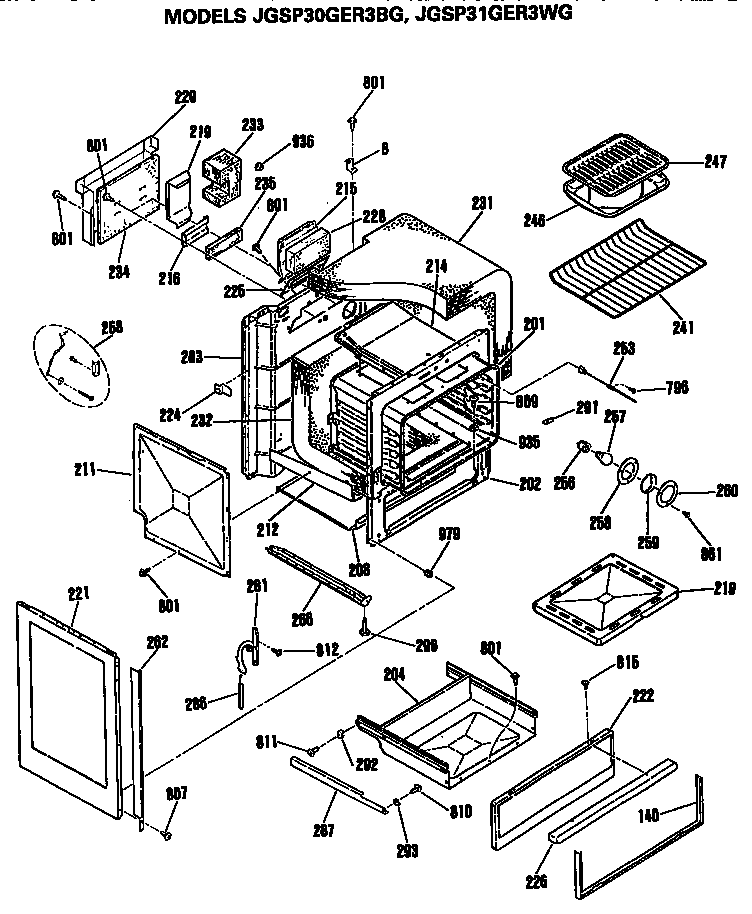 GE JGSP31GER3WG oven cabinet diagram