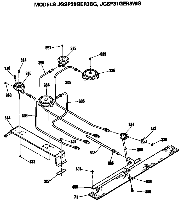 GE JGSP31GER3WG burner assembly diagram
