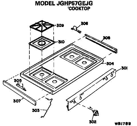 GE JGHP57GEJG cooktop diagram