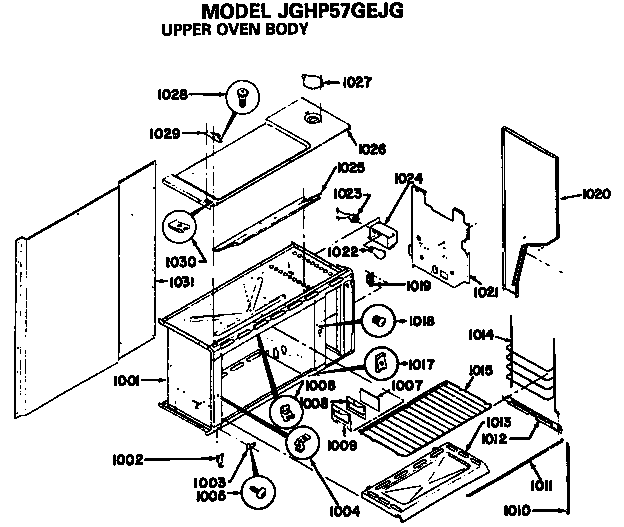 GE JGHP57GEJG upper oven body diagram