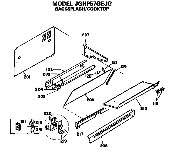 GE JGHP57GEJG backsplash diagram