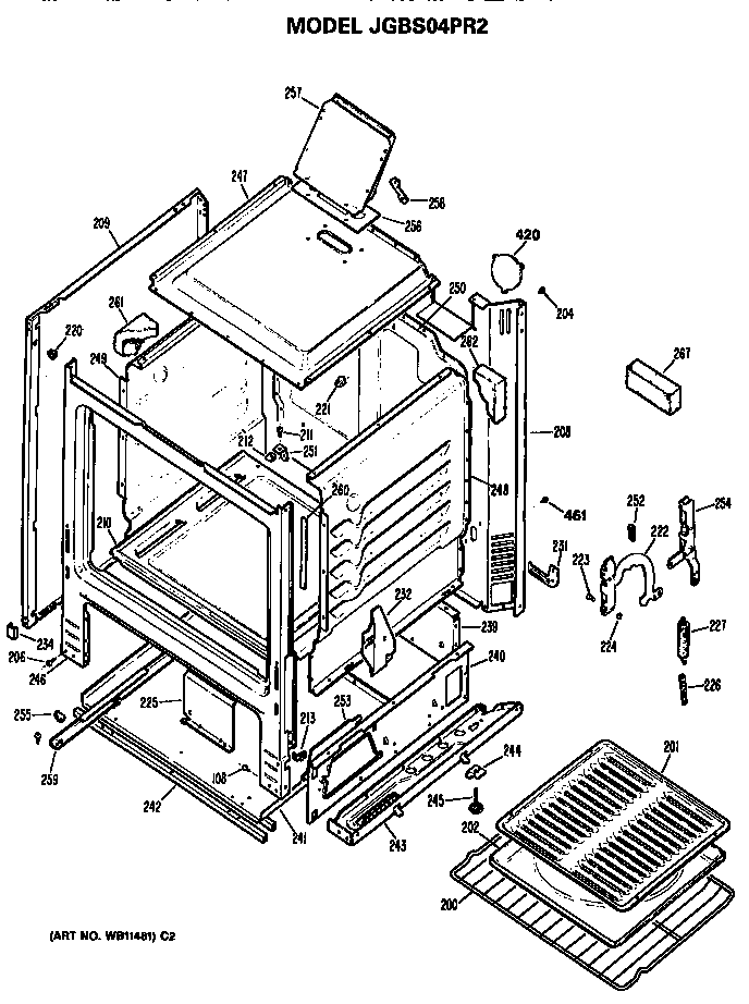 GE JGBS04PR2 oven cabinet diagram