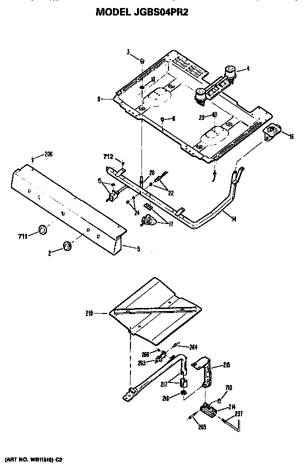 GE JGBS04PR2 burner assembly diagram
