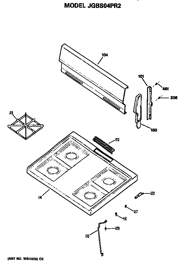 GE JGBS04PR2 cooktop diagram