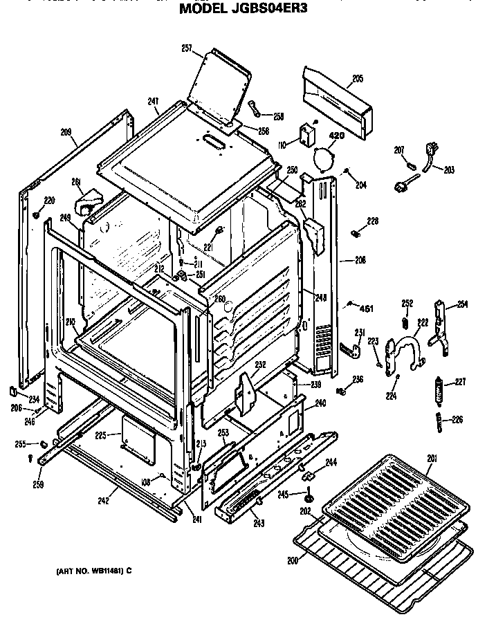 GE JGBS04ER3 oven cabinet diagram