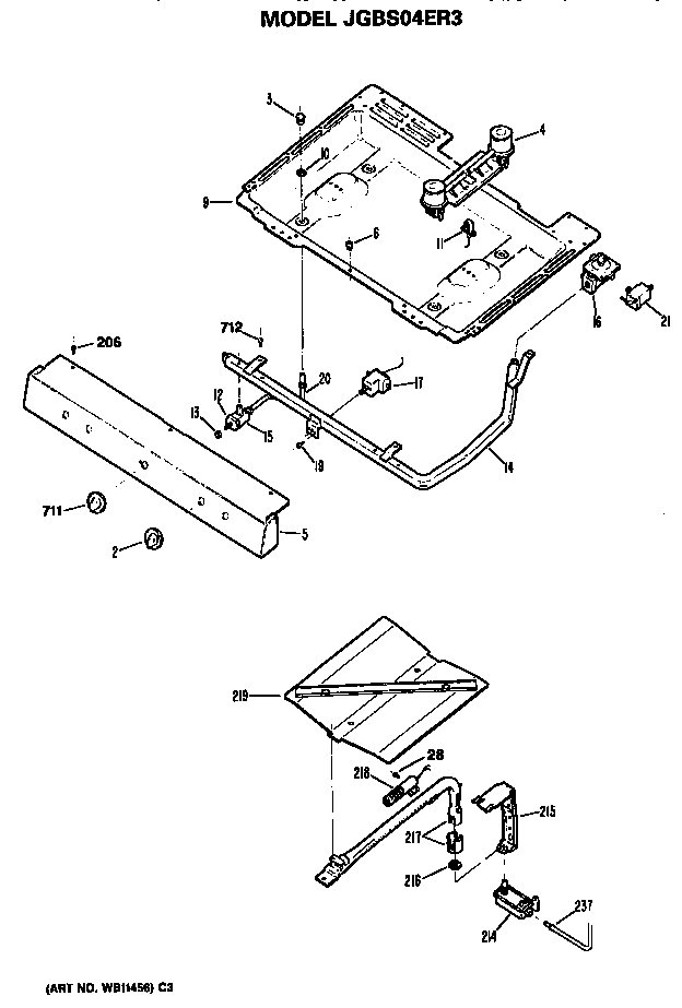 GE JGBS04ER3 burner assembly diagram
