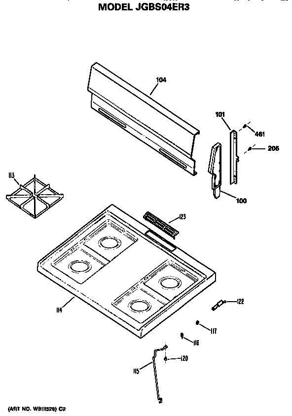 GE JGBS04ER3 cooktop diagram