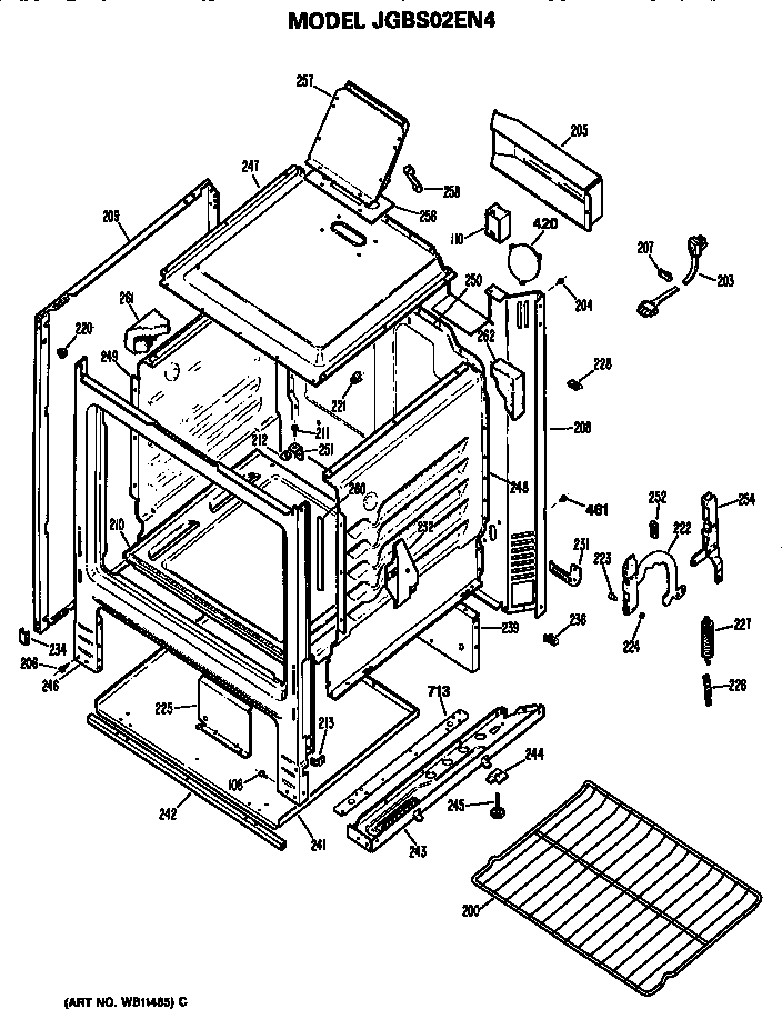 GE JGBS02EN4 oven cabinet diagram