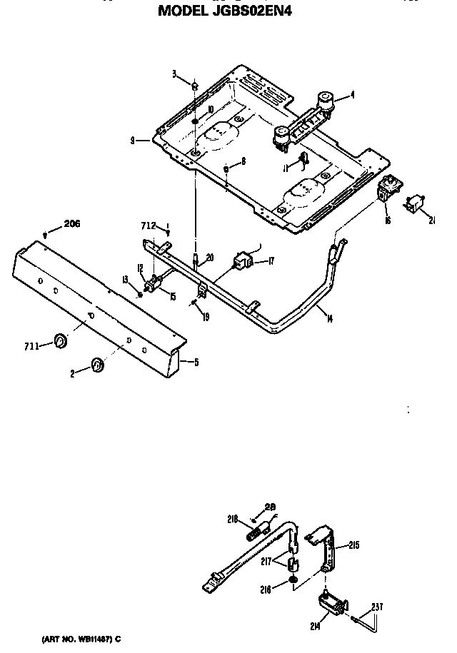 GE JGBS02EN4 burner assembly diagram