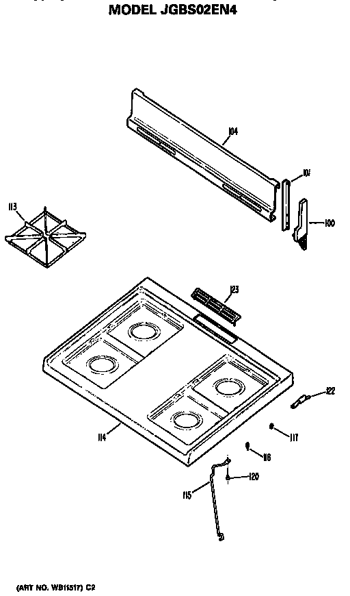 GE JGBS02EN4 cooktop diagram