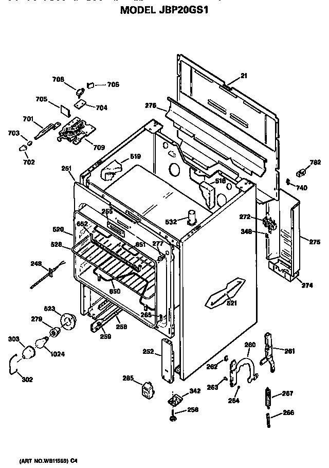 GE JBP20GS1 main body diagram