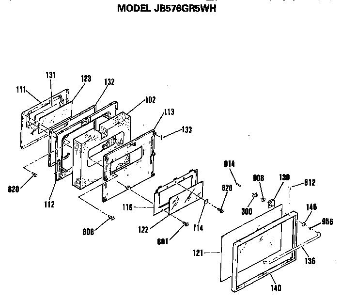 GE JB576GR5WH door diagram