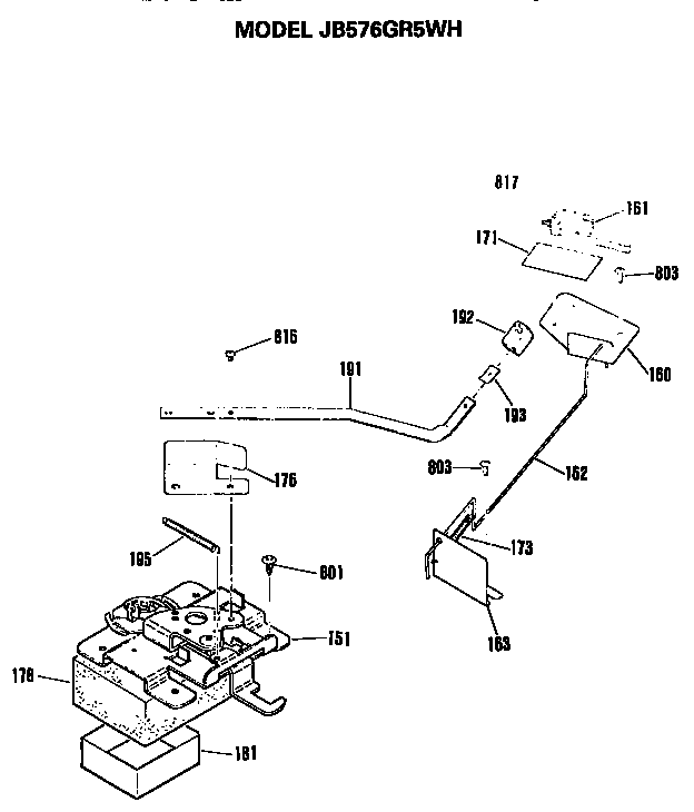 GE JB576GR5WH latch diagram
