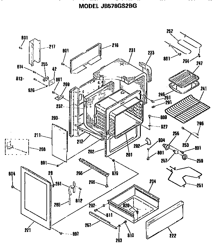 GE JB578GS2BG main body diagram