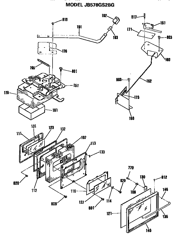 GE JB578GS2BG door/latch diagram
