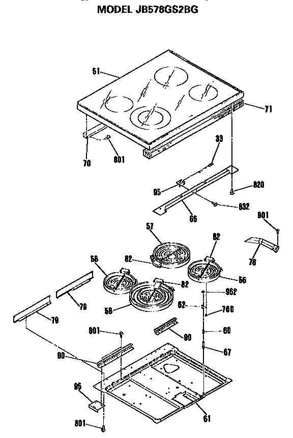 GE JB578GS2BG cooktop diagram