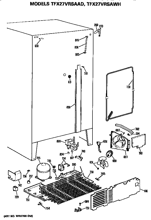 GE TFX27VRSAWH unit diagram