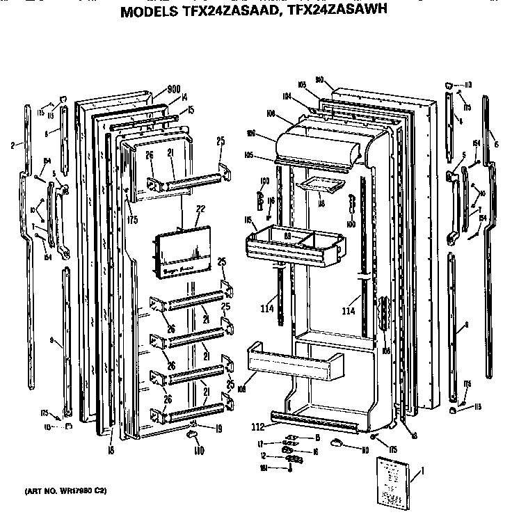 GE TFX24ZASAWH doors diagram