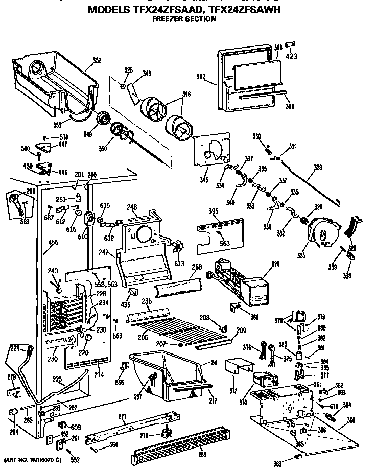 GE TFX24ZFSAAD freezer section diagram