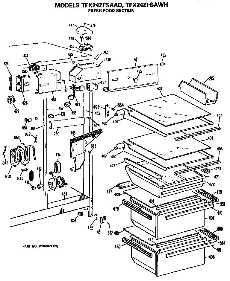 GE TFX24ZFSAAD fresh food section diagram