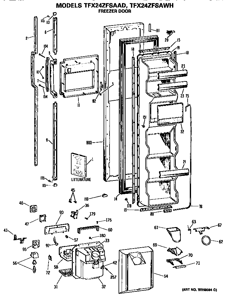 GE TFX24ZFSAAD freezer door diagram