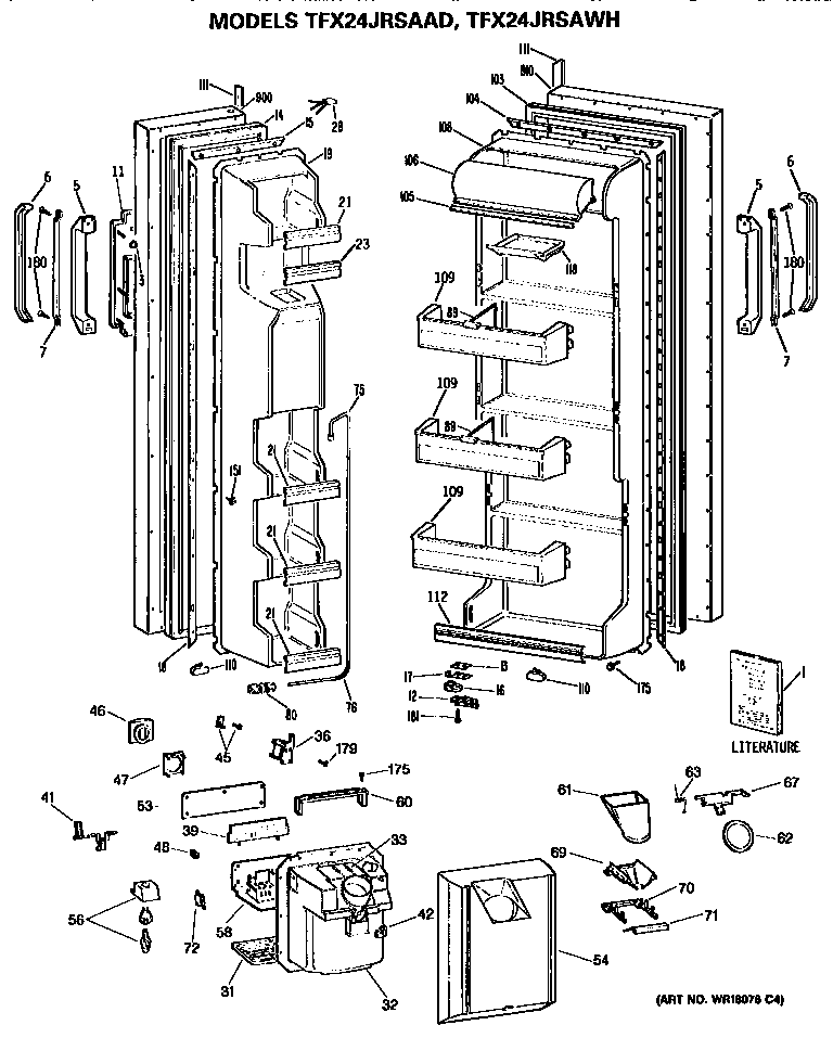 GE TFX24JRSAWH doors diagram