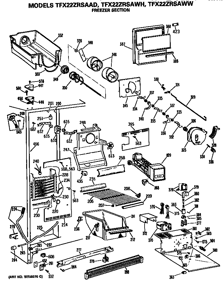 GE TFX22ZRSAAD freezer section diagram