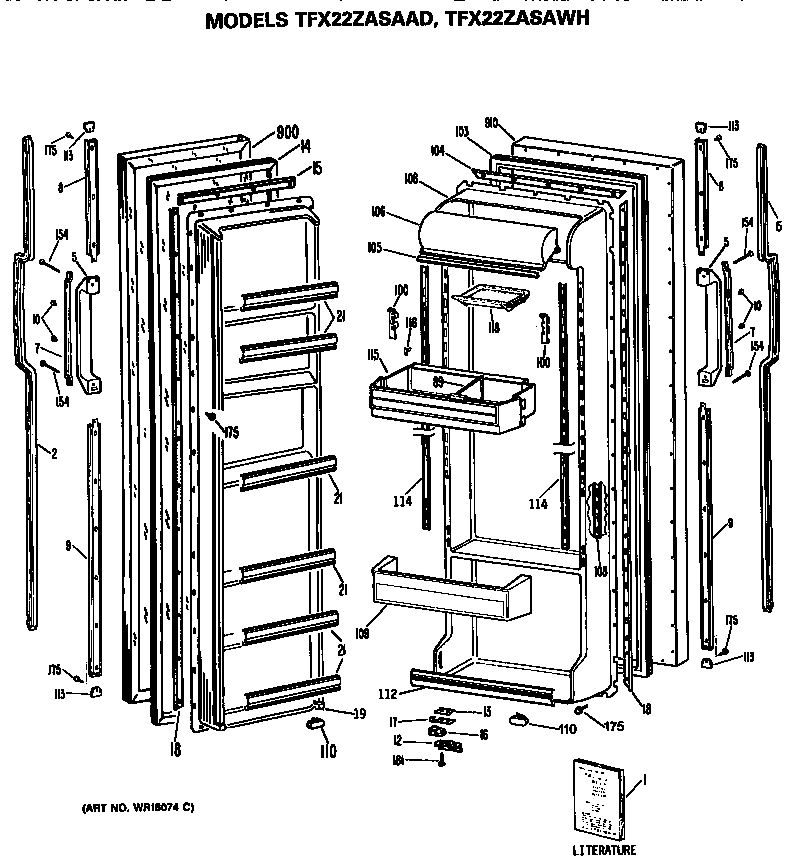 GE TFX22ZASAAD doors diagram