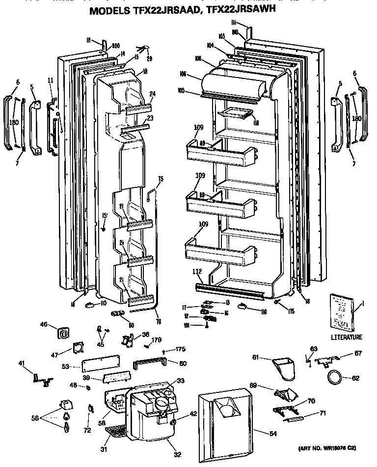GE TFX22JRSAWH doors diagram