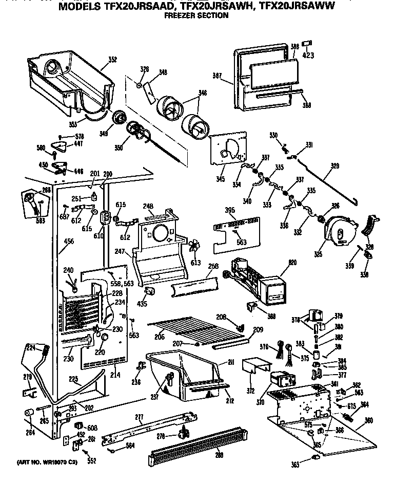 GE TFX20JRSAAD freezer shelves diagram
