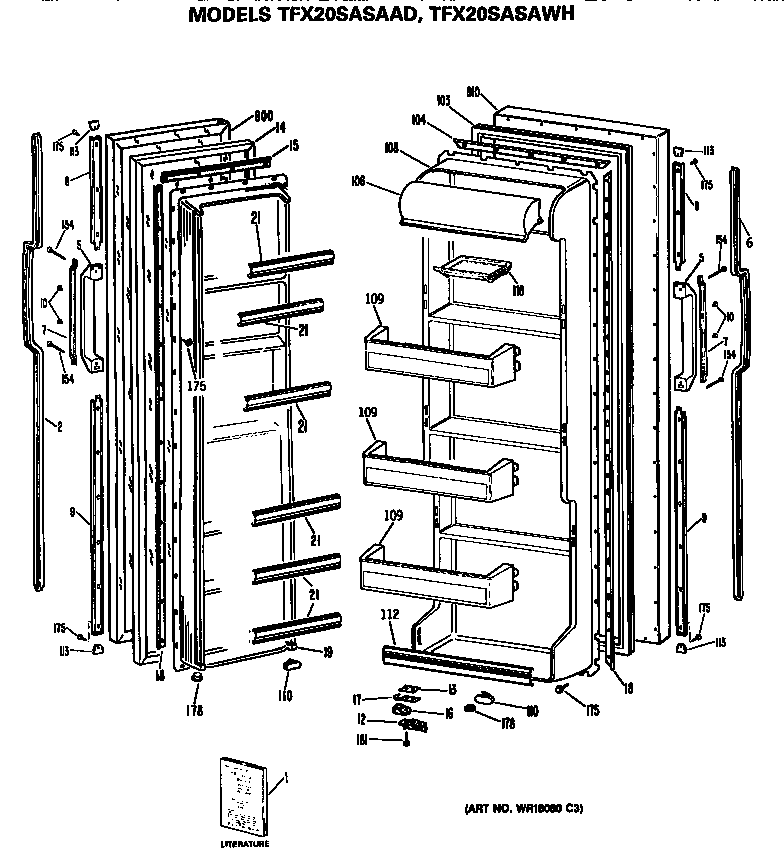 GE TFX20SASAAD doors diagram