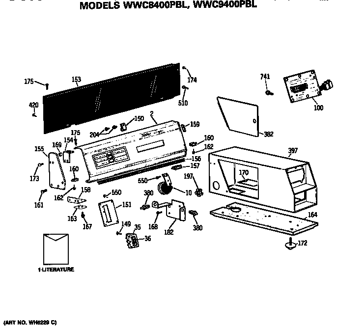 GE WWC8400PBL backsplash and coin box diagram