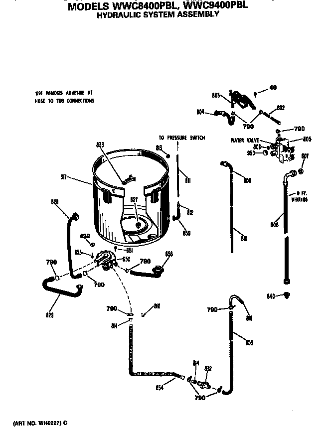 GE WWC8400PBL hydraulic system diagram