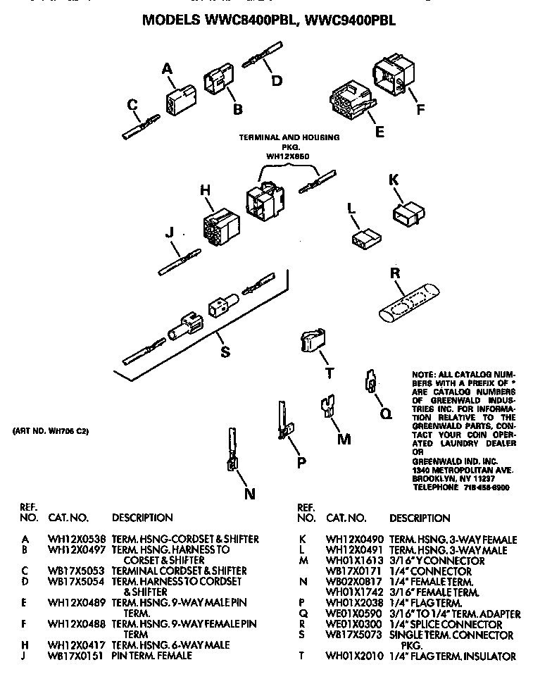 GE WWC8400PBL terminals diagram