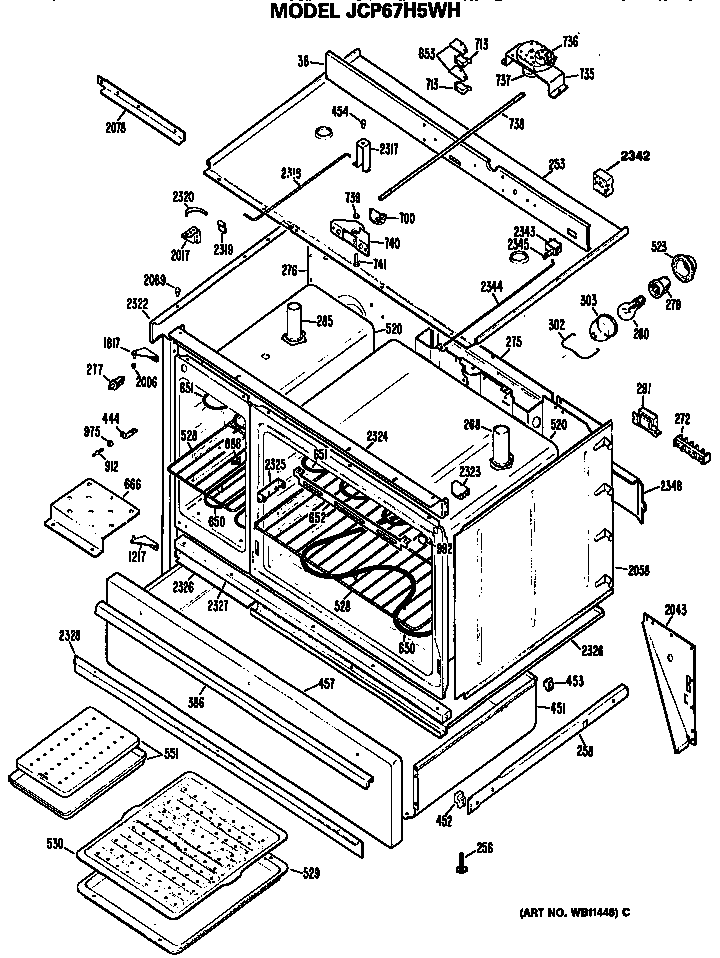 GE JCP67H5WH main body diagram