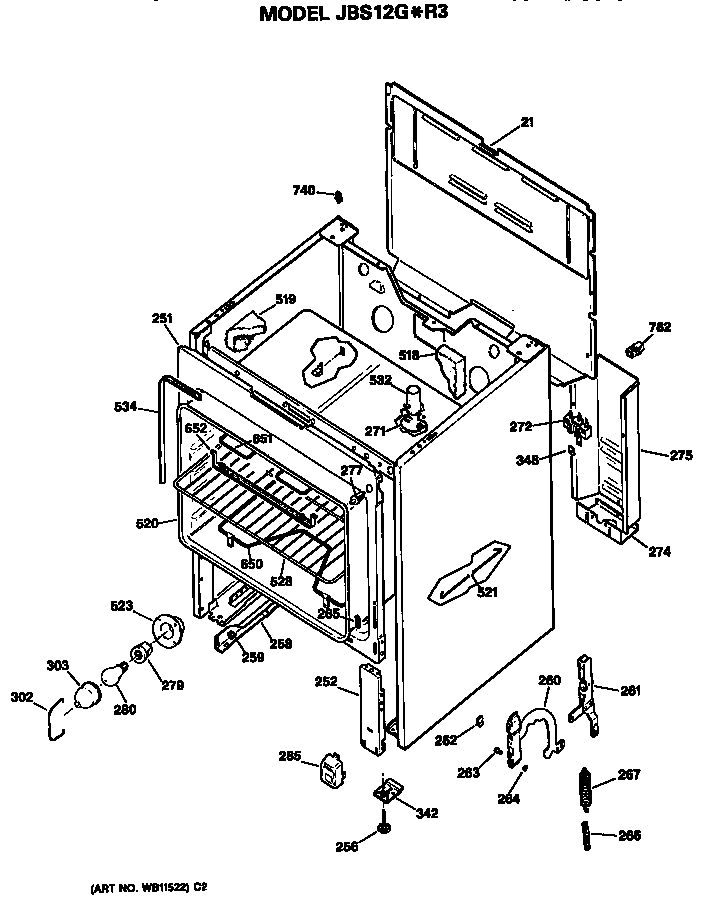GE JBS12G*R3 main body diagram