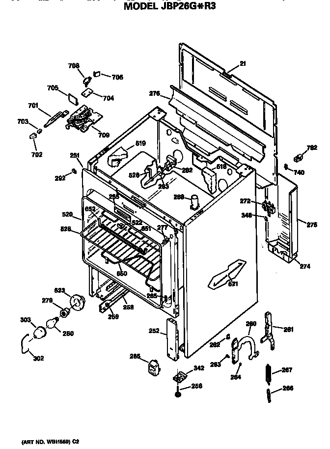 GE JBP26G*R3 main body diagram