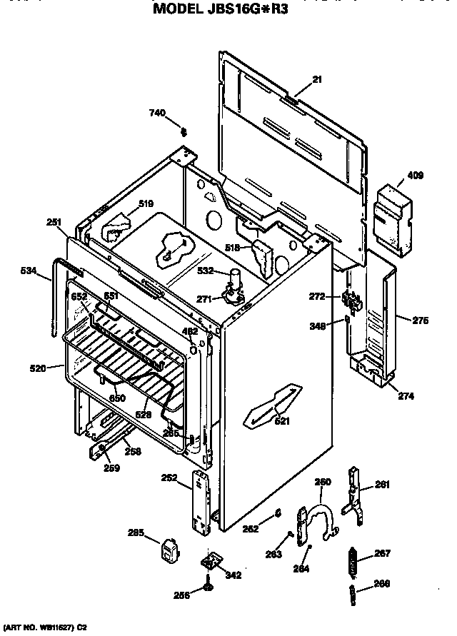GE JBS16G*R3 main body diagram