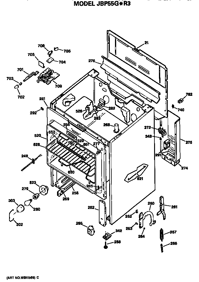 GE JBP55G*R3 main body diagram