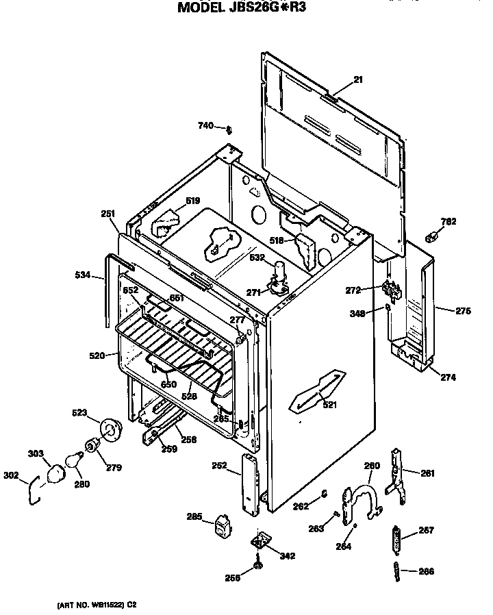 GE JBS26G*R3 main body diagram