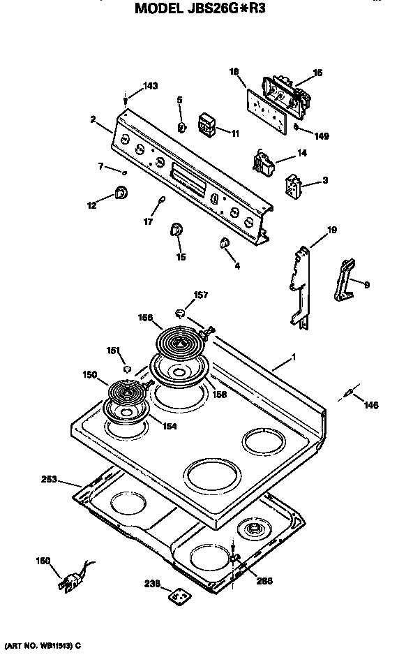 GE JBS26G*R3 cooktop diagram