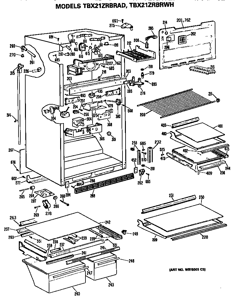 GE TBX21ZRBRWH cabinet diagram