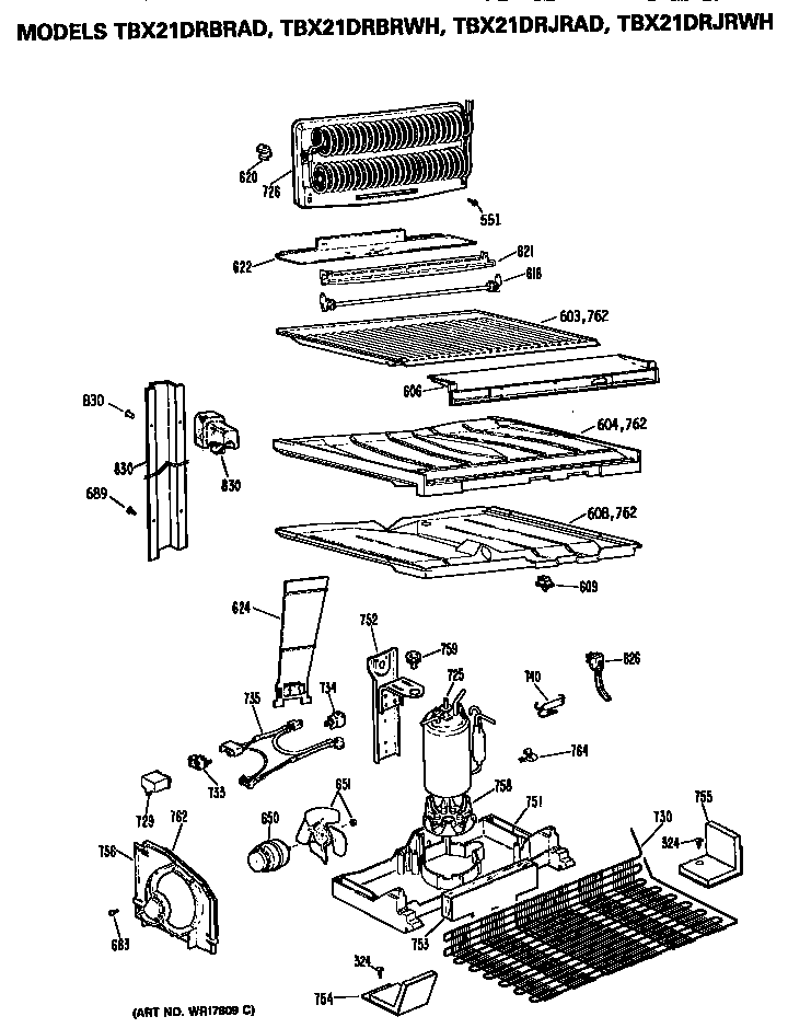 GE TBX21DRBRWH unit diagram