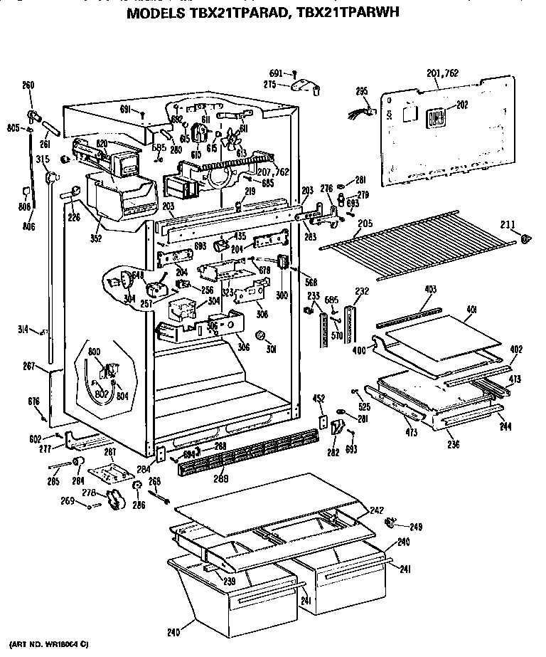 GE TBX21TPARAD cabinet diagram