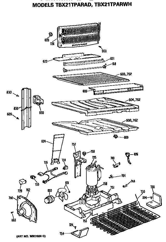 GE TBX21TPARAD unit diagram