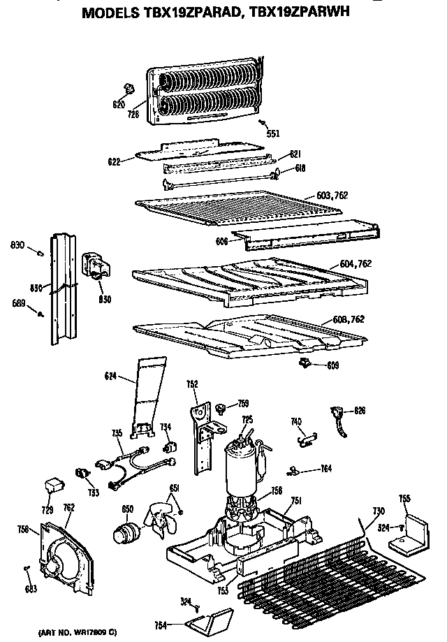 GE TBX19ZPARWH unit diagram