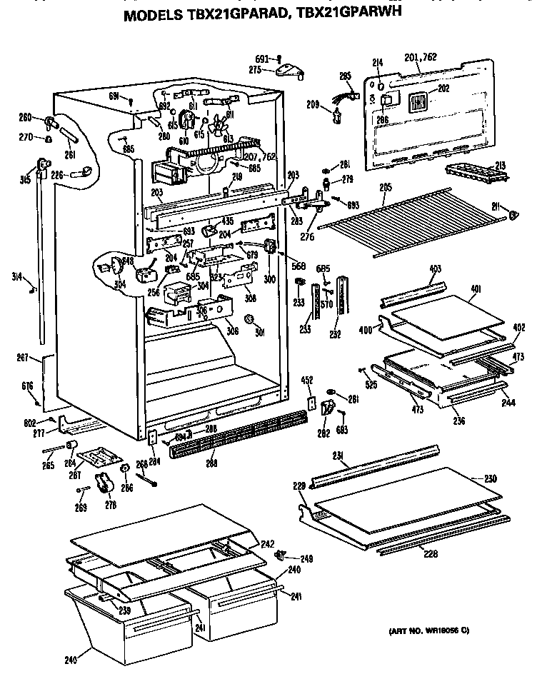 GE TBX21GPARWH cabinet diagram