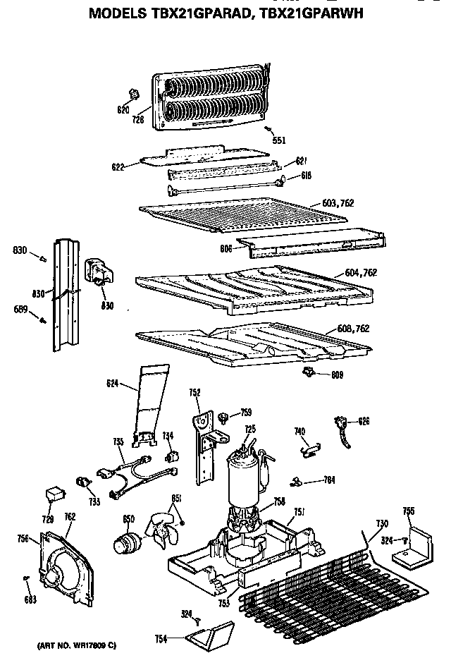 GE TBX21GPARWH unit diagram