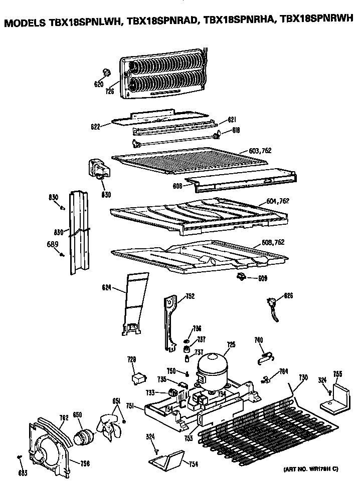 GE TBX18SPNRWH unit diagram